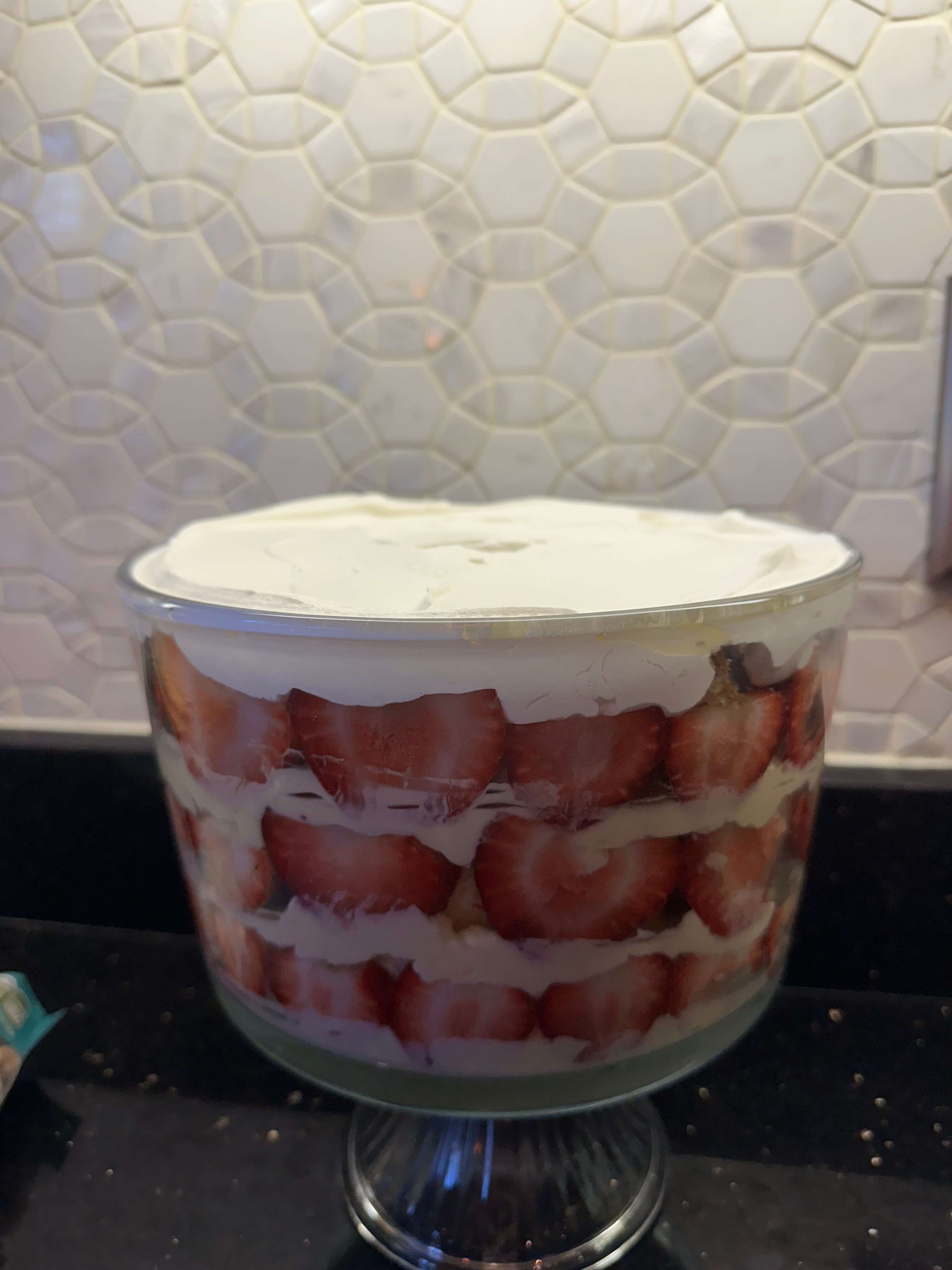 Trifle topped with Cool Whip