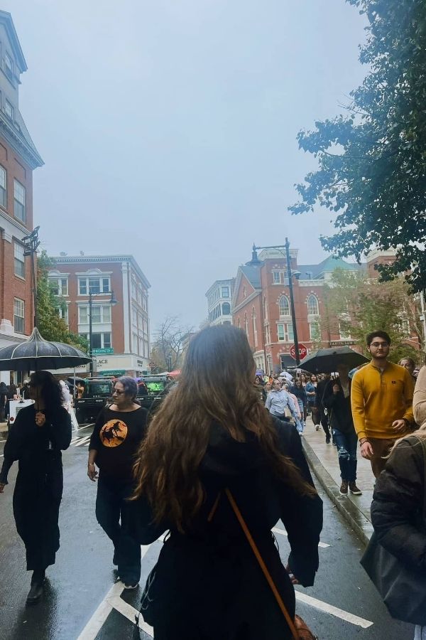 Walking down Essex Street in Salem