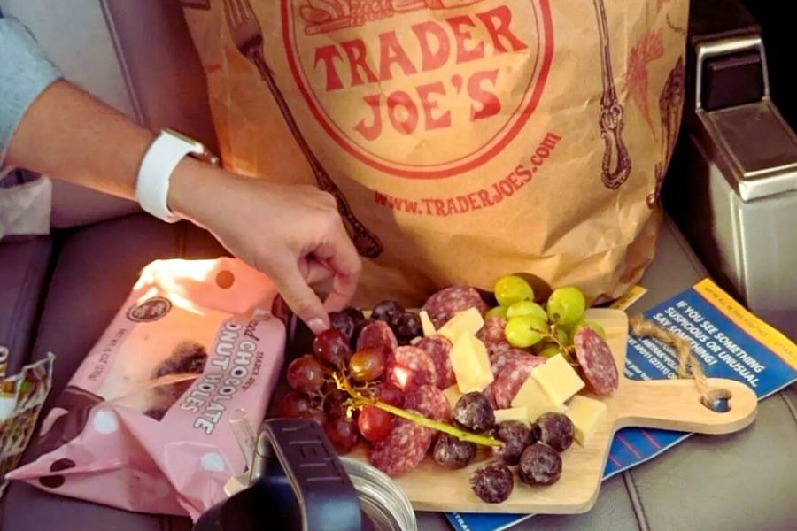 Trader joes charcuterie board on the train