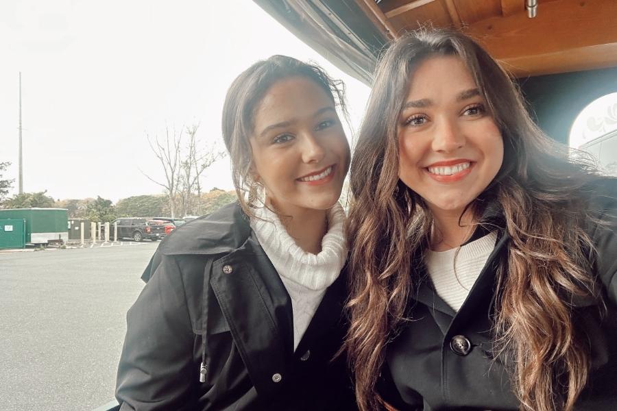 Camille and Ava on Trolley in Salem