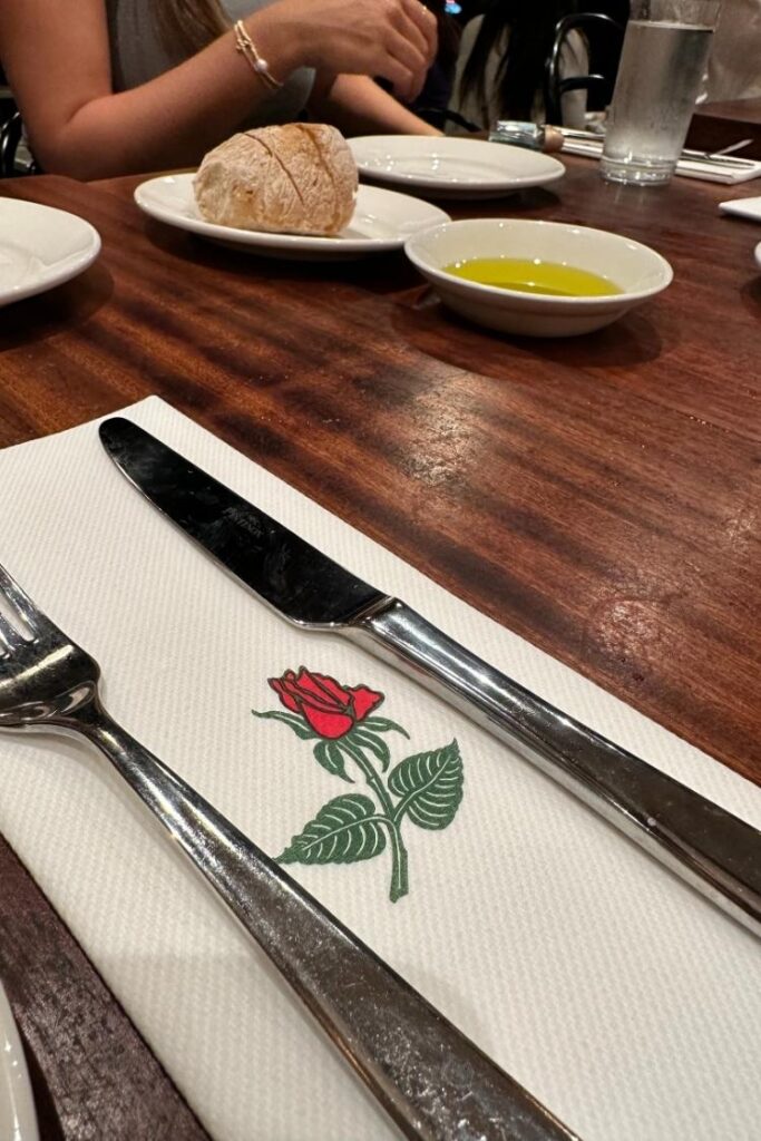rose napkin in NYC