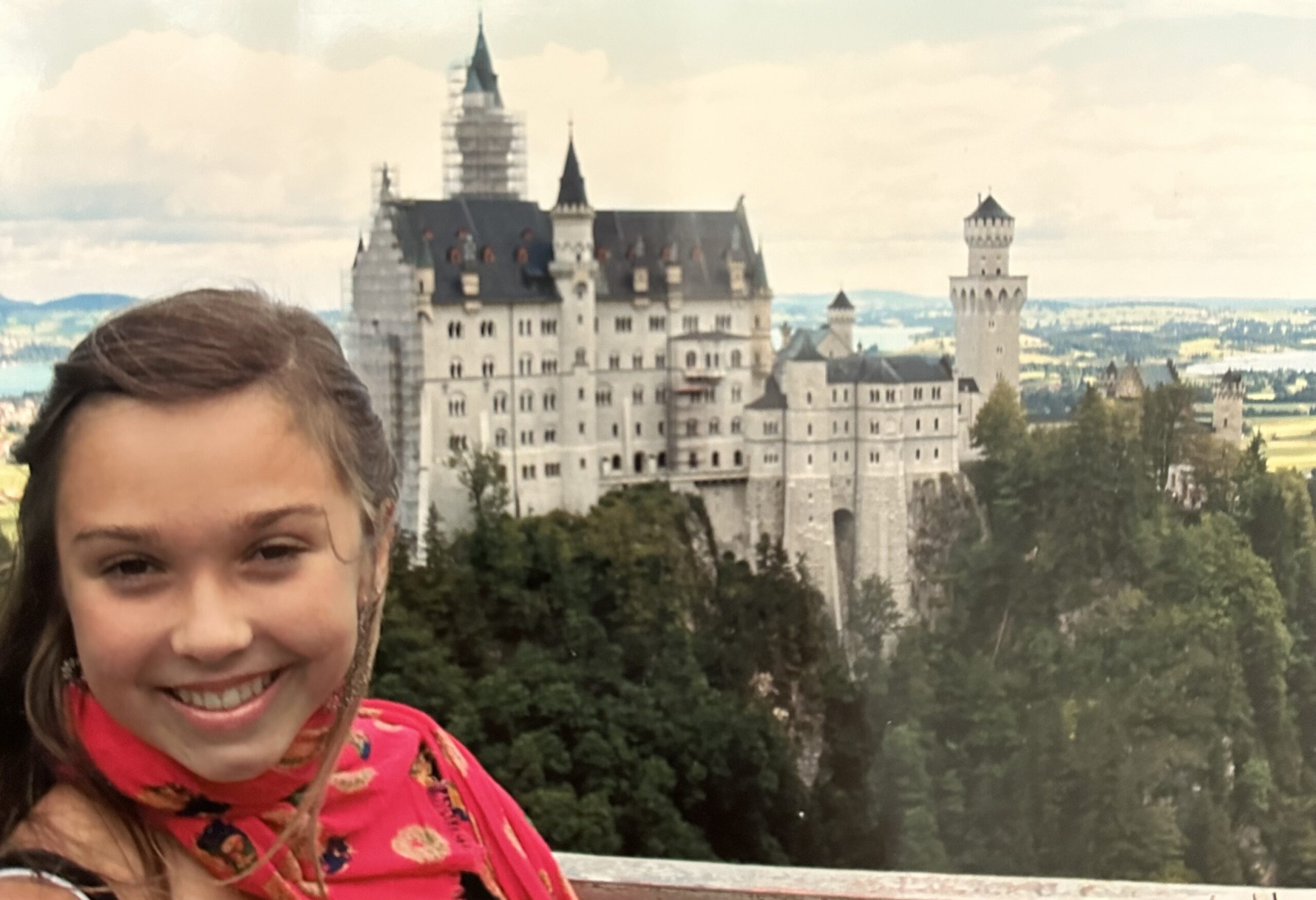 Ava by Neuschwanstein Castle on Mary's Bridge