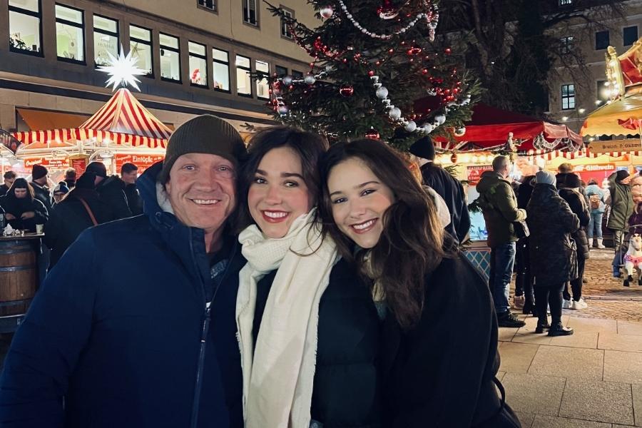 Ava Dad and Camille at a christmas market