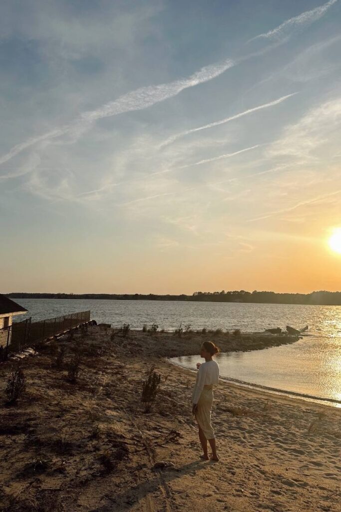Camille at sunset at Sandaway Suites and Beach