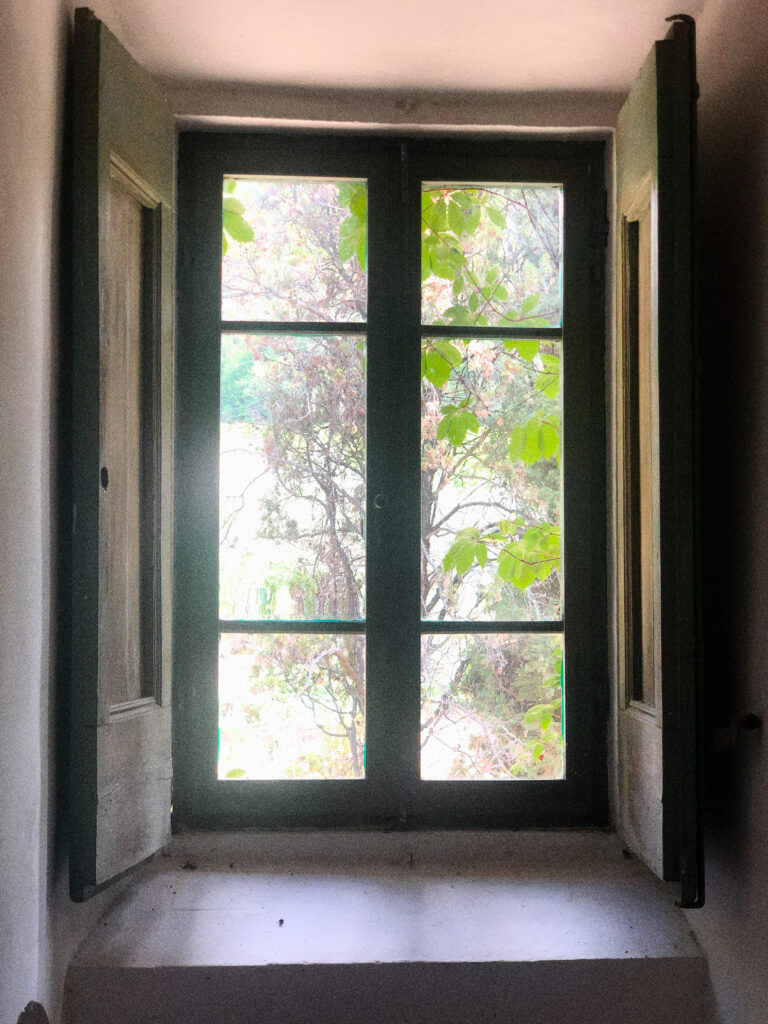 Window in winery in Tuscany Italy