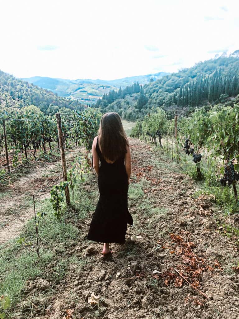 Ava Frolicking in a vineyard in Tuscany 