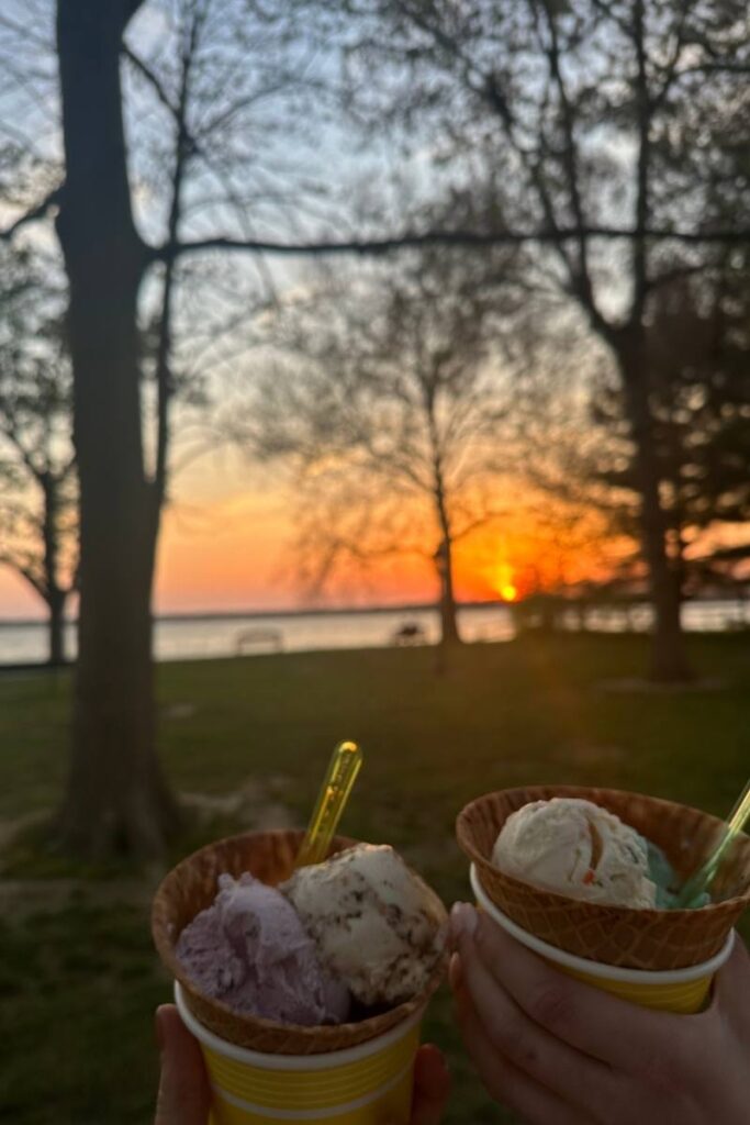 Scottish Highland Creamery ice cream with the Oxford Sunset