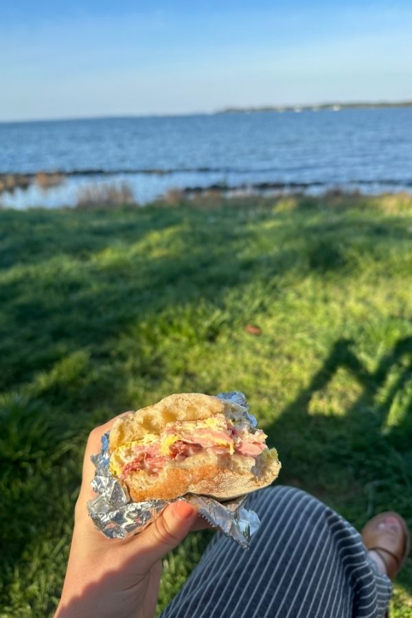 Things to do in Oxford, Maryland, The Oxford Market Deli ham and egg sandwhich