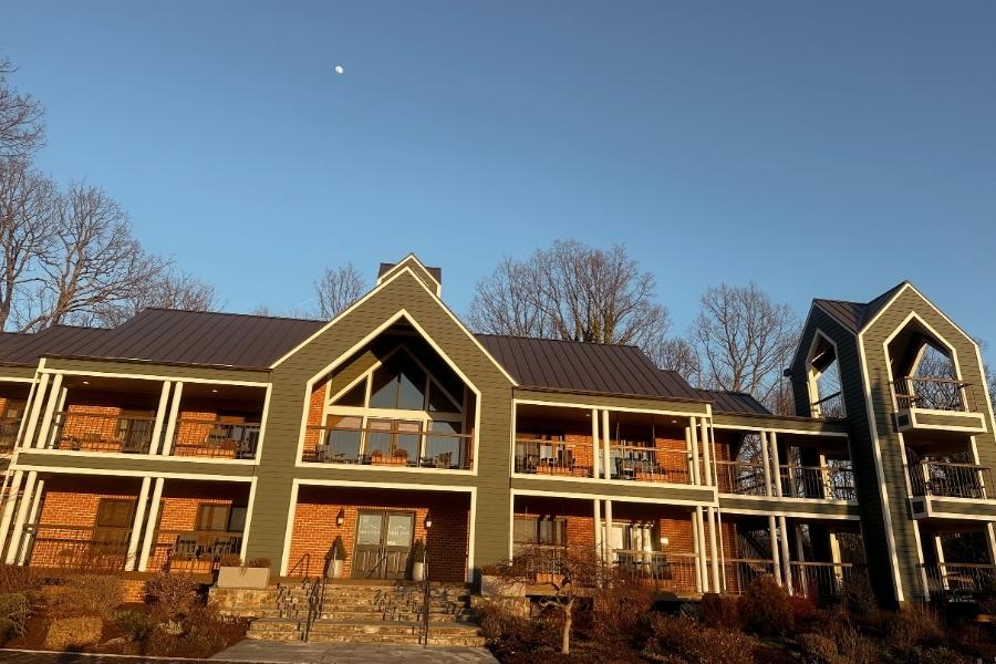 Iris Inn Main cabin at sunset